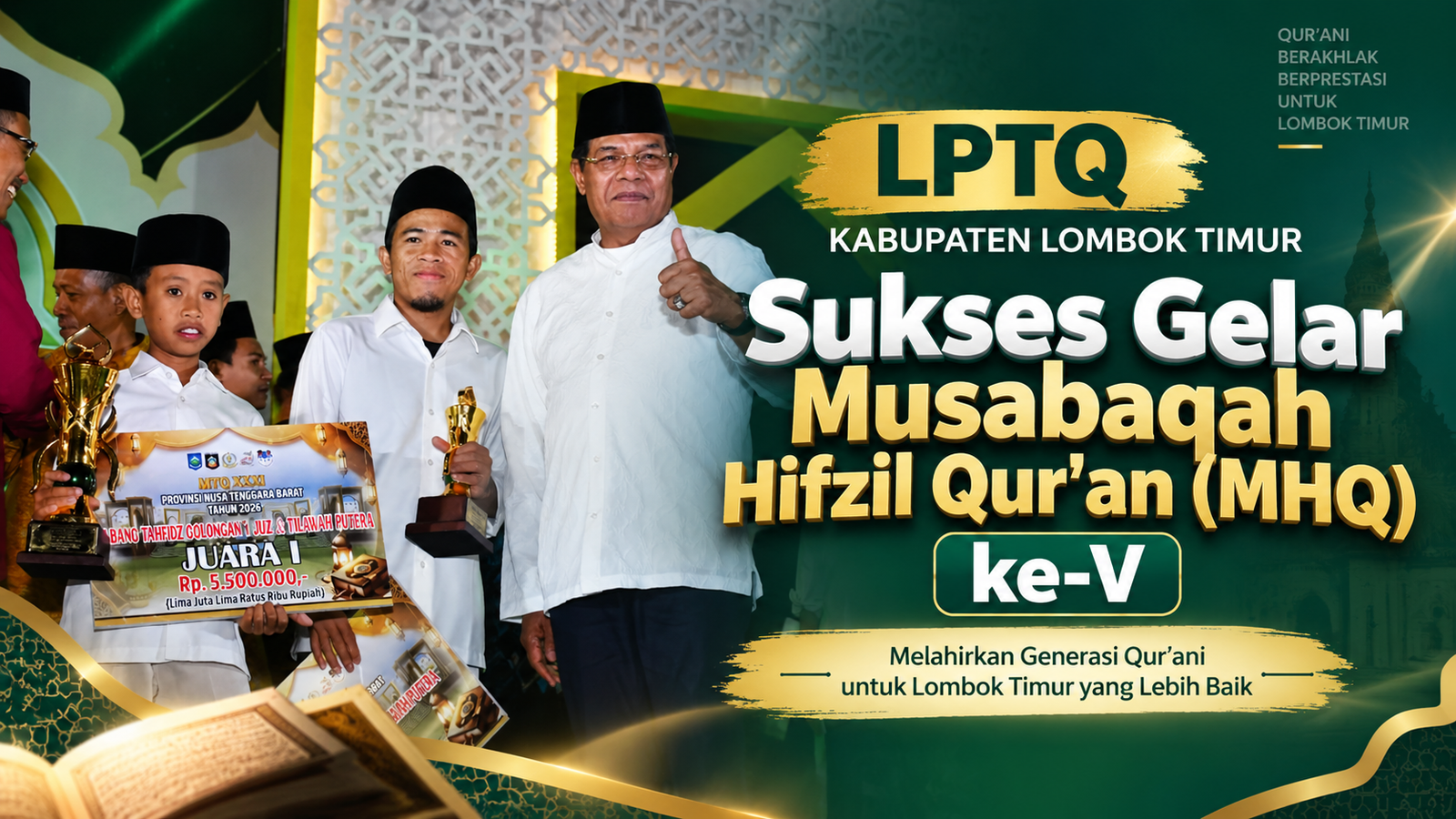 LPTQ Kabupaten Lombok Timur Sukses Gelar Musabaqah Hifzil Qur'an (MHQ) ke-V